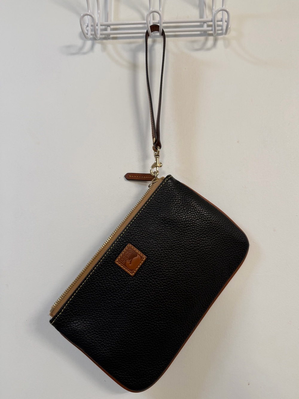 Dooney & Bourke Black with Brown Trim Wristlet Clutch